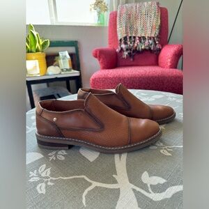 Pikolinos Slip-On Leather Oxfords, Brandy, Size 41, (Size 8)